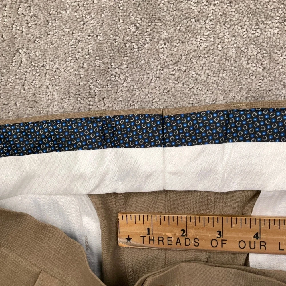 Lauren Ralph Lauren Dress Pants Mens 34W 32L Tan Performance Pleat Wool Stretch